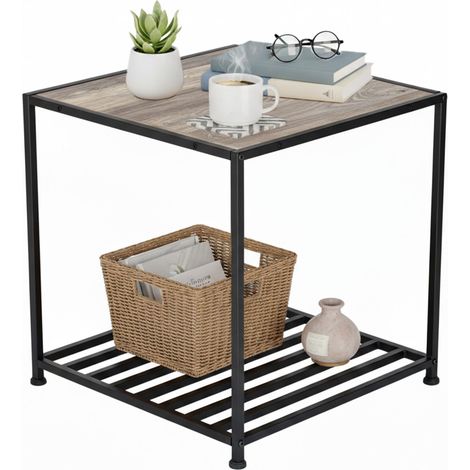 Table d'appoint, avec Tablette H x L x P : 50 x 50,5 x 50,5 cm, Style Industriel, métal, Gris (1/5)