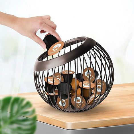 Panier Coffee, Porte Capsule Café Expresso Corbeille à Fruits en Métal, Rangement Capsule, Support de Rangement pour Collation Bol décoratif pour Cuisine Moderne, Comptoir, Salon (1/5)