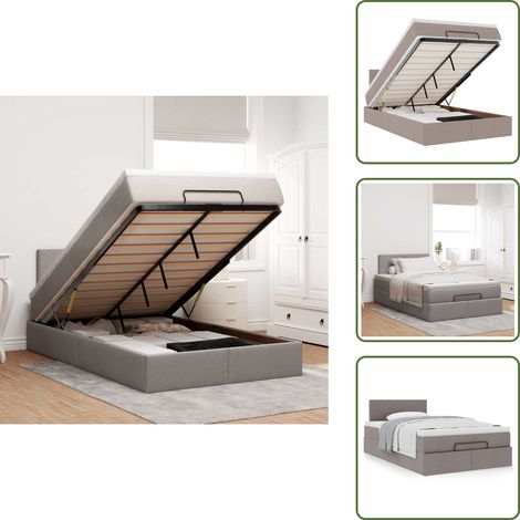 Letto con testiera - vidaXL Struttura Letto Pouf con Materasso Tortora 120x200cm in Tessuto - Materasso con molle insacchettate