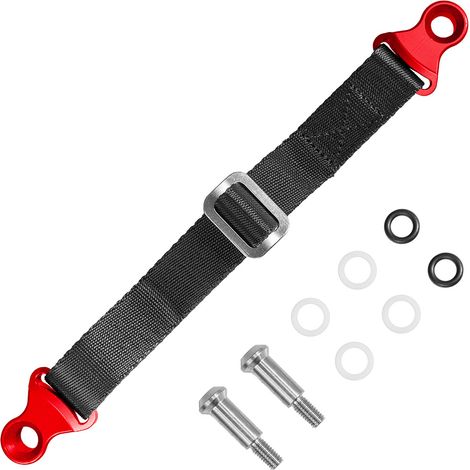 Sangle textile Biketec pour tirer la moto (modèles japonais) avec vis, 350 mm x 2,5 mm x 25 mm, noir/rouge (1/2)