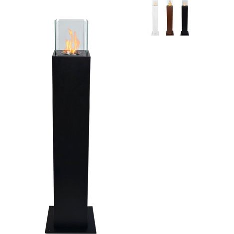 Bioethanol-Kamin für den Außenbereich, freistehendes Designsäulenmodell Capri 110 - Schwarz