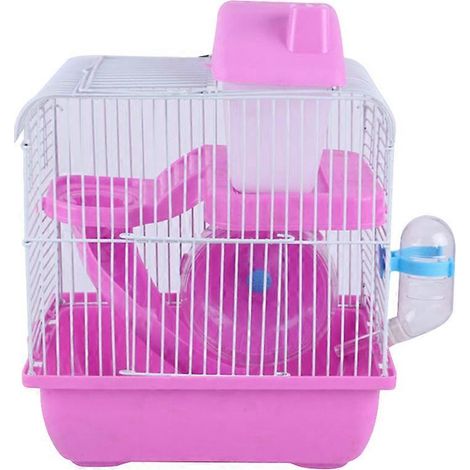 cage à hamster à double couche, maison pour animaux de compagnie en acrylique portable, petite maison pour chinchilla/hamster (rose clair) (1/3)