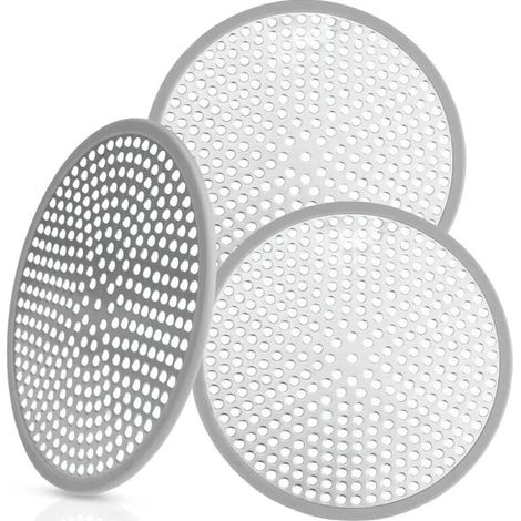 Set of 3 (grey) stainless steel drain strainers for bathtub, kitchen, bathroom, shower MUMU