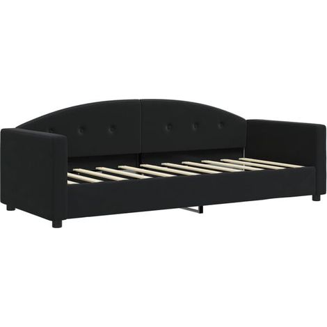 Canapé-lit en velours noir (matelas non inclus), 80 x 200 cm (1/5)