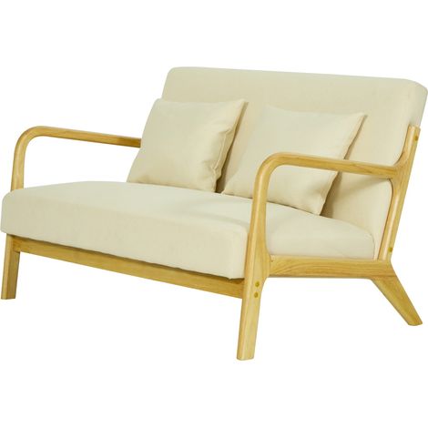 Banquette Scandinave 2 places en Bois et Tissu (1/5)