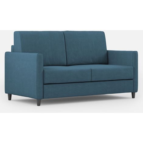 Canapé droit moderne italien tissu bleu Korane - 3 tailles 138 cm-Taille 138 cm (1/5)