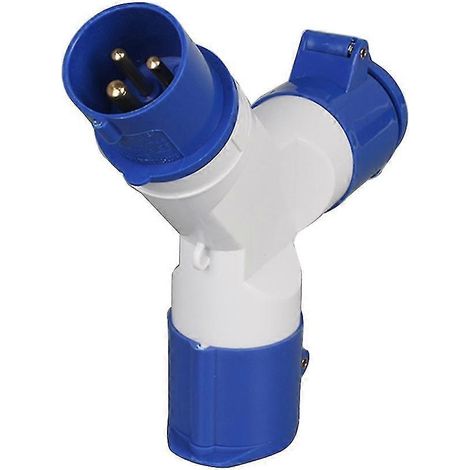 Adaptateur répartiteur de branchement électrique 16 A pour caravanes de camping (prise simple vers prise double/triple), (1/5)