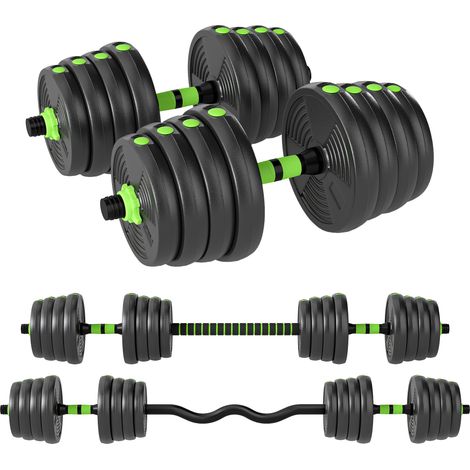 Set Bilanciere Pesi 3 in 1 con 16 Dischi Impugnatura Antiscivolo Verde
