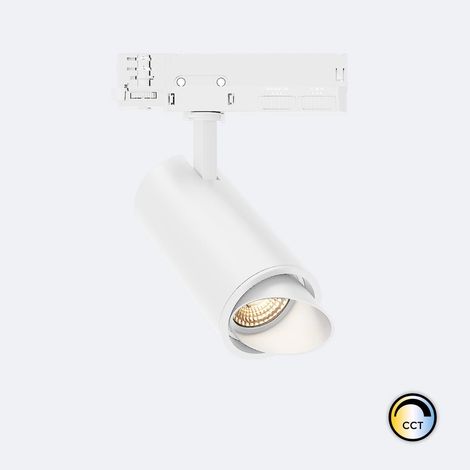 Foco Carril LED Trifásico 30W Fasano Cilindro Bisel CCT Seleccionable Regulable Blanco (2700K - 3200K - 4000K) Seleccionable