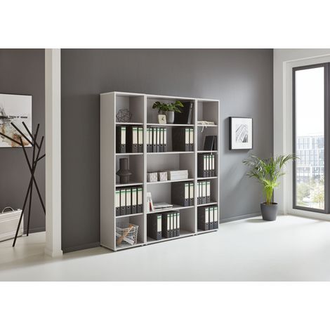 BMG Möbel Regalwand, Office Edition Set 3, Büroschrank/Büromöbel/Regal, grau