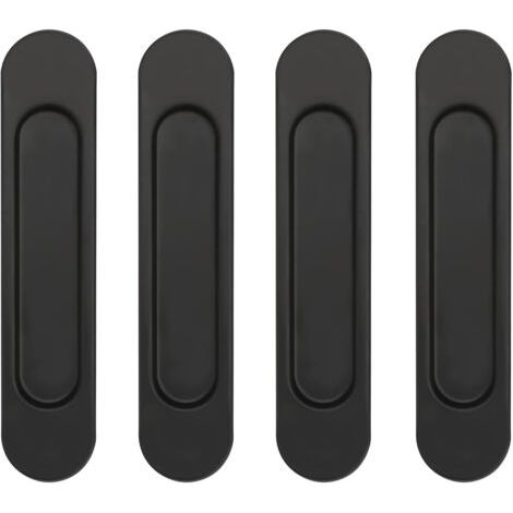 4er-Pack selbstklebende ovale Schiebetürgriffe aus schwarzer Aluminiumlegierung ohne Perforation für Schiebetüren, Schrankfenster (1/5)