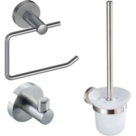 FugaFlow Eccelente Sobrado ensemble de toilette 3 pièces en acier inoxydable brossé (1/4)