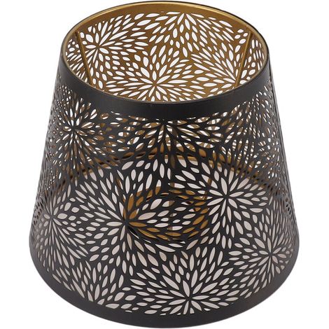 Eosnow Abat-jour en métal E26 E27 style arbre forestier ajouré en fer décoratif avec motif doré intérieur pour lampe de plafond murale de table noir (1/4)