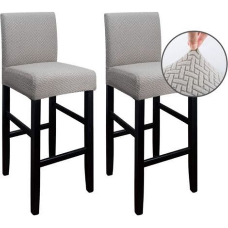 Lot de 2 housses de tabouret de bar extensibles – Polyester et polaire – Lavables en machine – Dimensions 35-48 cm – Couleur taupe (1/5)