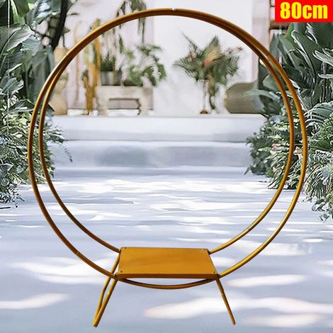 Double anneau gâteau présentoir, mariage fête d'anniversaire décoratif Floral stand, 80cm or, peut être utilisé pour placer des gâteaux, des desserts, des fleurs (1/5)