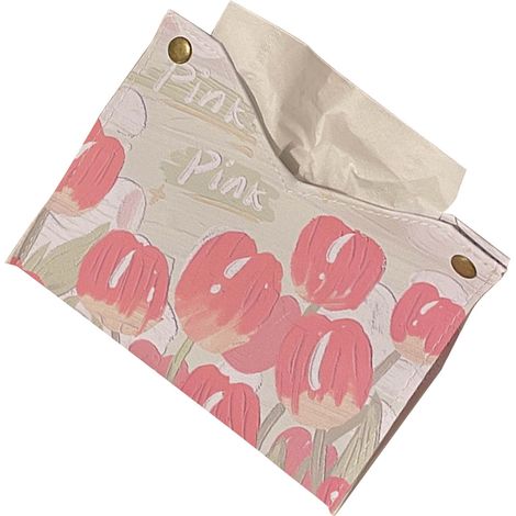 Boîte en papier avec couvercle, grande et mignonne, en similicuir rose, idéale pour la chambre, le salon ou la voiture. (1/5)