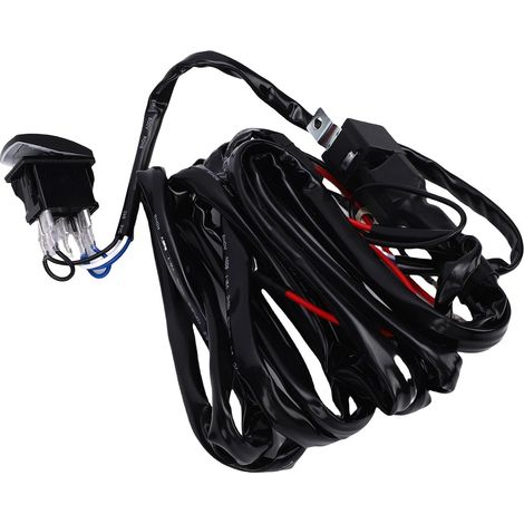 Kit de Câblage de Contrôle D'éclairage, Ensemble Harnais Fouet éclairé Durable 160W, Interrupteur à Bascule Ligne 16AWG, Fusible Relais SUV UTV ATV RZR (1/5)