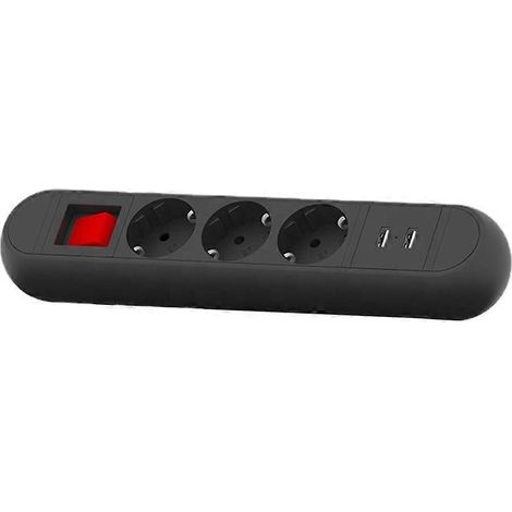 Tischsteckdosenleiste mit Klemme, intelligenter USB-Ladefunktion, 3 AC-Steckdosen, 2 USB-Anschlüssen, 2 m Verlängerungskabel, europäischem Stecker. Ideal für Büro und Küche. (1/5)