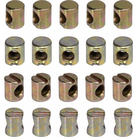 Lot de 20 écrous M6 à fente pour meubles, chaises, lits, berceaux (1/4)