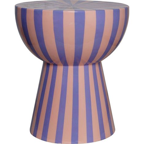 Table de chevet Valeria rose élégante - Rose pâle avec rayures bleues (1/2)