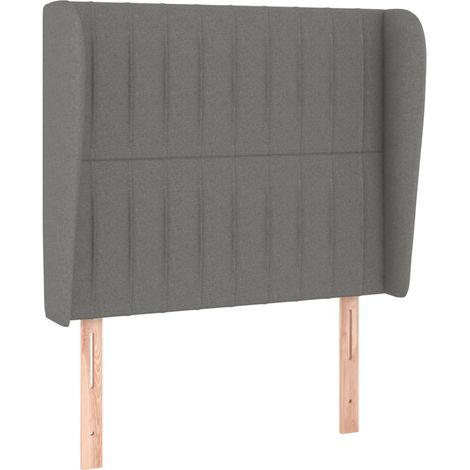 Accessorio letto testiera mobile camera da letto con bordo laterale 93 x 23 x 118/128 cm tessuto grigio scuro TDL0204854