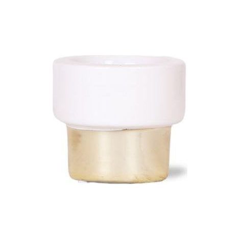Cache-pot Décoratif en Céramique Brillant Doré et Blanc Ø 6 cm - PANGIVO (1/2)