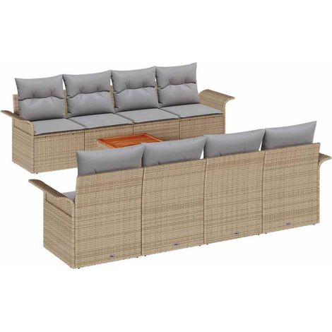 Maison Exclusive - Gartensofa-set 9 pcs Beige und Hellgrau Poly-R