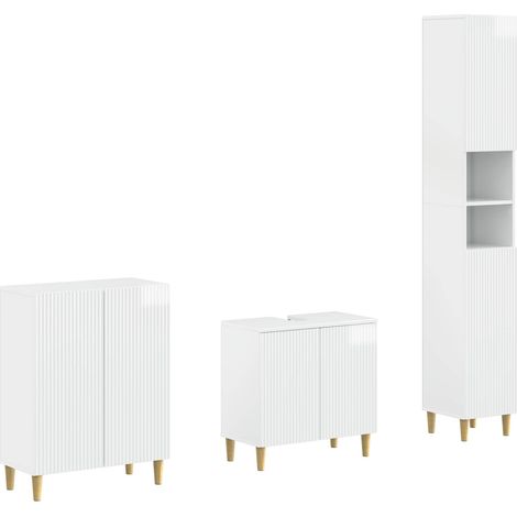 Maison Exclusive - Set di armadietti da bagno in 3 pezzi ARNHEM Bianco Lucido (1/5)