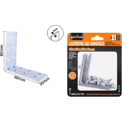Set 4pz Lastrine Lastrine à Angle Angulaire 80x80x30x2 Mm Avec Des Vis Mobiles 57125 (1/2)