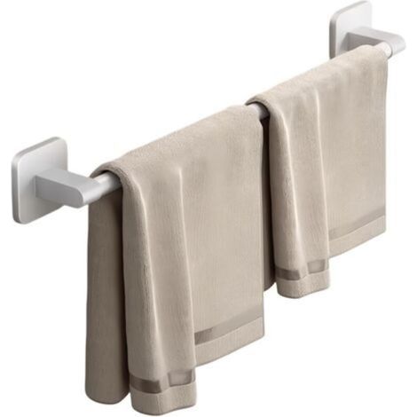 Porta asciugamani autoadesivo per bagno, porta asciugamani da parete in alluminio, barre appendiabiti adesive leggere senza foratura (bianco 40 cm) (1/5)