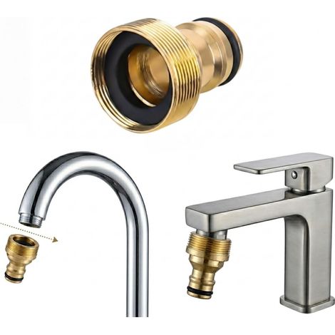 Connecteur de Robinet Universel en Laiton Adaptateur Tuyau d’Arrosage 3/4" – Raccord Rapide avec Joint Étanche Pour Cuisine et Jardin (1/5)