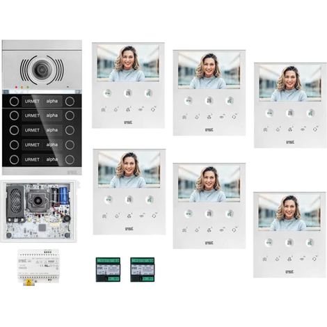 KIT VIDEOCITOFONO URMET VOG5 6 FAMIGLIE ALPHA INCASSO 1760/6 (1/2)