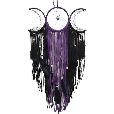 Décoration murale en macramé Triple Lune Déesse, style bohème, attrape-rêves demi-lune, décoration chic pour la maison ou la chambre (1/5)