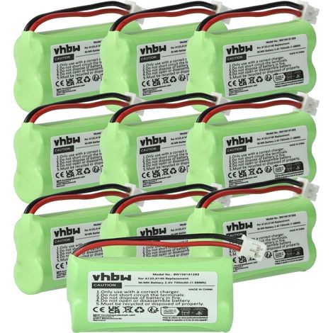 vhbw 10x Akku kompatibel mit T-Com Sinus 100 schnurlos Festnetz Telefon (700 mAh, 2,4 V, NiMH)