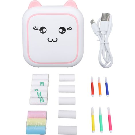 Ortviai Imprimante Thermique Portable Bluetooth pour Notes, Mémos, Photos – Mini Imprimante Rose avec Papier inclus