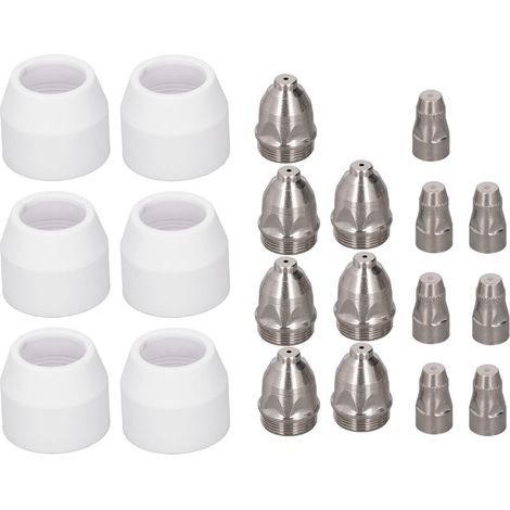 Kit 20 pièces consommables pour chalumeau de découpe plasma, buses et pointes en céramique et acier inoxydable, résistantes à l'usure (1/5)