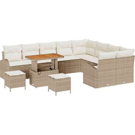 Maison Exclusive - Set Divano da Giardino 12 pz 11-Numero di posti Beige e Crema (1/5)
