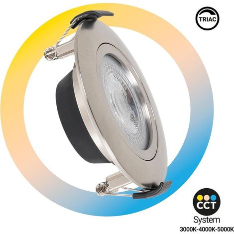 Spot encastrable LED 7W – Luminosité 630lm – CCT 3000K/4000K/6000K – Installation facile Ø70mm – Nickel – IP20 pour intérieur