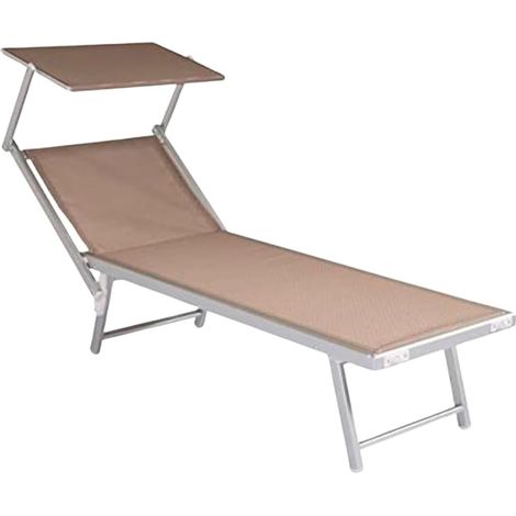 SUNNY STAR LETTINO TORTORA IN ALLUMINIO CON PARASOLE IN TEXTILENE 186x61x38cm