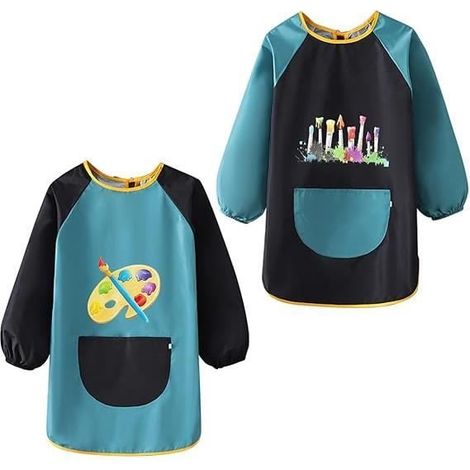 2 Pcs Tablier Peinture Enfant 6-12 ans, Blouse Peinture Enfant Tablier Maternelle, Tablier Ecolier Tablier Enfant Peinture, Blouse (1/4)