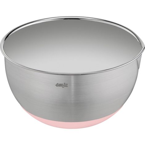 Bol mélangeur en acier inoxydable 18 cm Fond antidérapant Anti-rayures Bord verseur Empilable Rose
