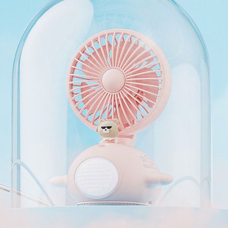 Humidificateur-ventilateur mignon à brumisateur, rechargeable par USB, pour bureau, chambre d'étudiant, rose. Idéal pour l'été, les dortoirs, les bureaux et les étudiants. (1/5)