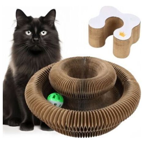 Cardboard Cat Scratching Post - Folding Multi-Shaped Scratching Post, Interactive Toy with Detachable Bell, Stimulates the Feline Hunting Instinct, Suitable for All Ages of Cats (1/5)