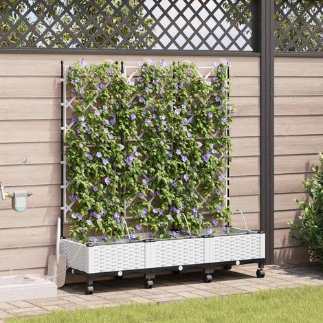 Teenpull – Garten Blumenkübel mit Bewässerung und Rädern 3 Stk. Weiß PP (1/5)