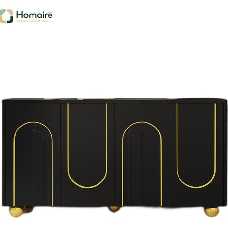 Flur- Garderobenschrank schwarz aus MDF 140 x 40 x 74 cm HOMAIRE (1/5)