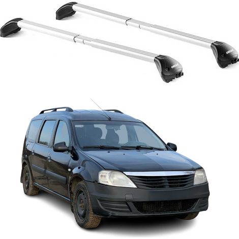 OMAC Barres de toit transversales certifiées TÜV pour Dacia Logan Kombi 2007-2013 5 Portes – Verrouillables (4 antivols) – Charge max 100 kg – Sangle inox + protection caoutchouc Argent (1/4)