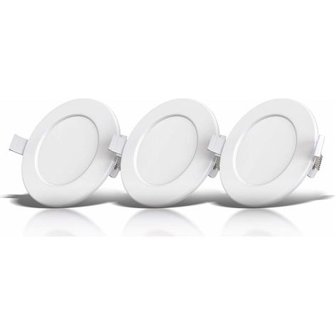 [JAMAIS UTILISÉ]lot de 3 spots encastrables spéciaux salle de bain IP44, protégés contre les projections d'eau, ultra plat, Ø115mm, modules LED 6W, lumière blanche chaude (1/5)