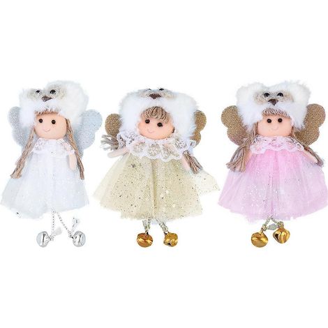 Lot de 3 décorations de Noël en forme d'ange à paillettes (couleurs assorties)-15.5x9.5cm (1/2)