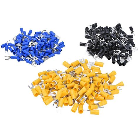 300 cosses de câble de fourche isolées en cuivre et PVC, connecteurs de fil en forme de U pour éclairage de transport (S)