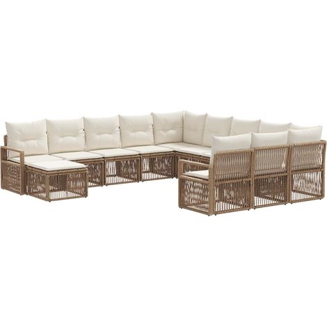 Gartensofa-set 12 pcs Beige Poly-Rattan vidaXL